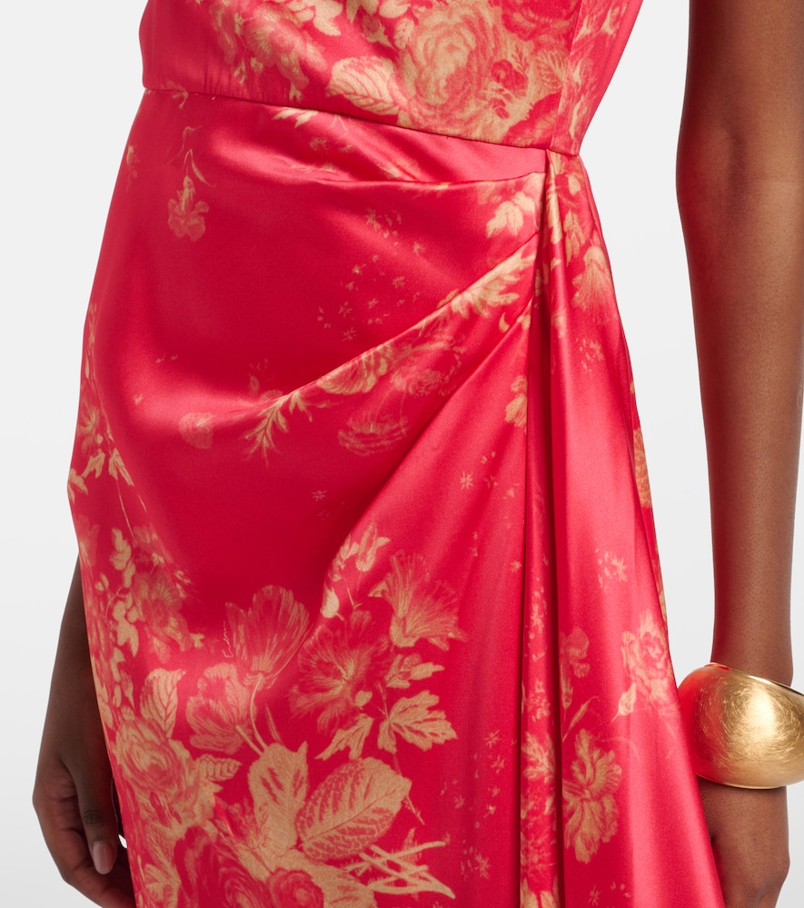 Draped floral duchess satin gown