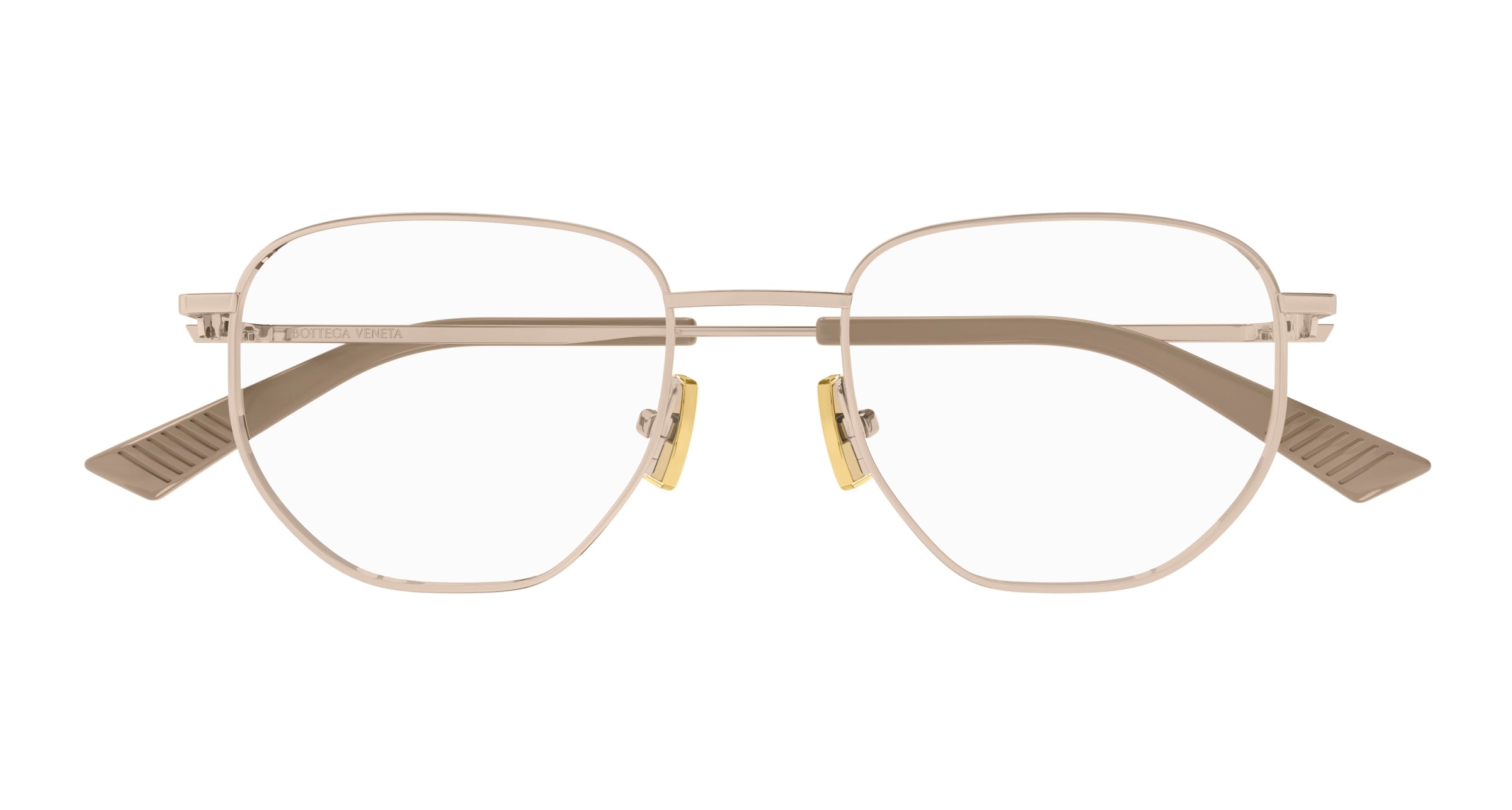 Bottega Veneta Unisex Bottega Veneta BV1301O 003 Optical frames Metal Gold Transparent Round