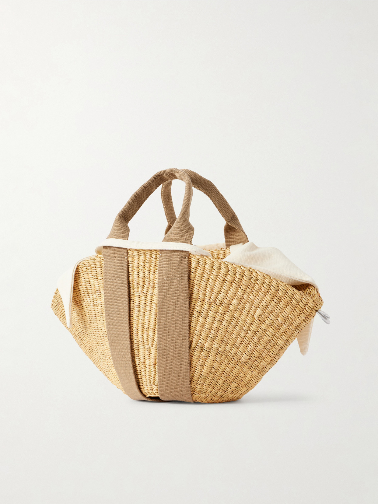Sophie Mini Webbing-trimmed Woven Straw Tote - Neutral