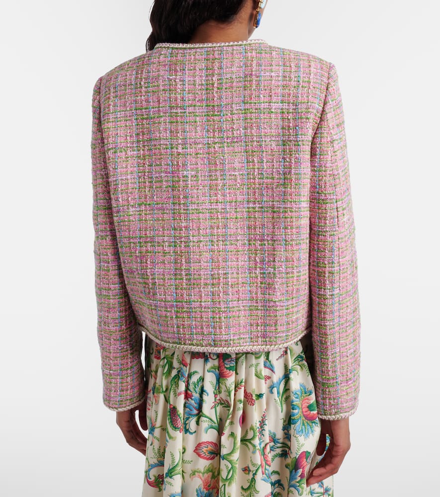 Checked cotton-blend tweed jacket
