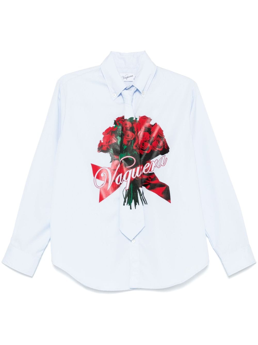 Rose bouquet-print shirt - Blue