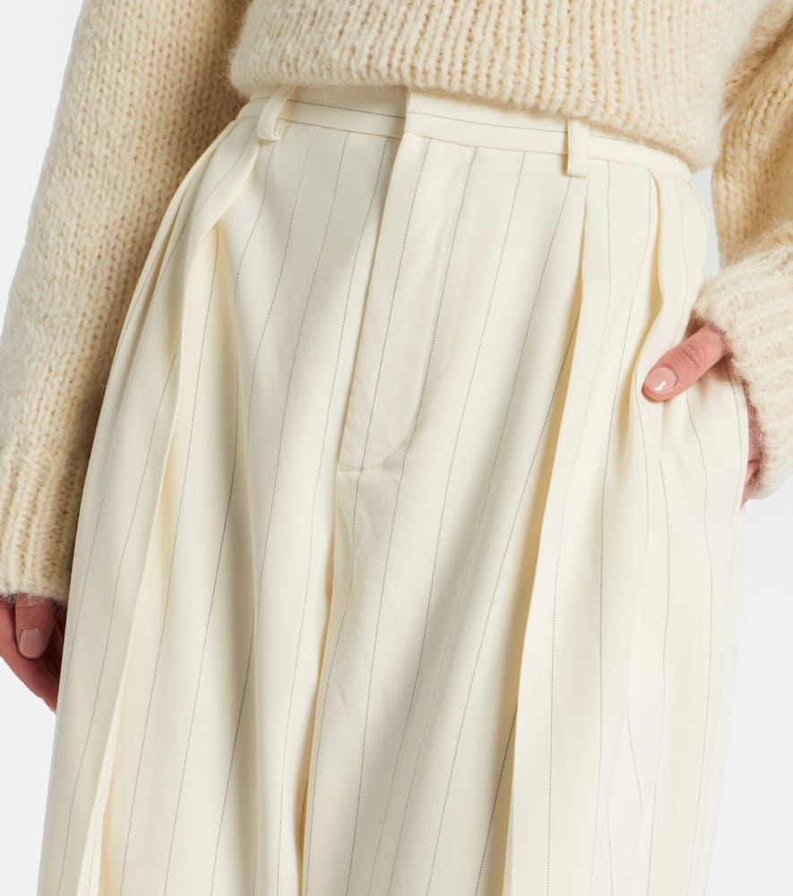 Striped high-rise wool wide-leg pants