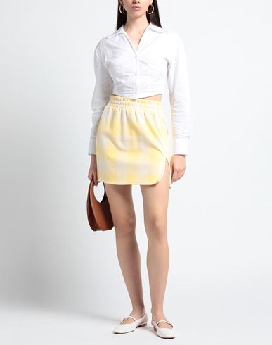 Woman Mini skirt Yellow Size M Polyester, Cotton, Elastane