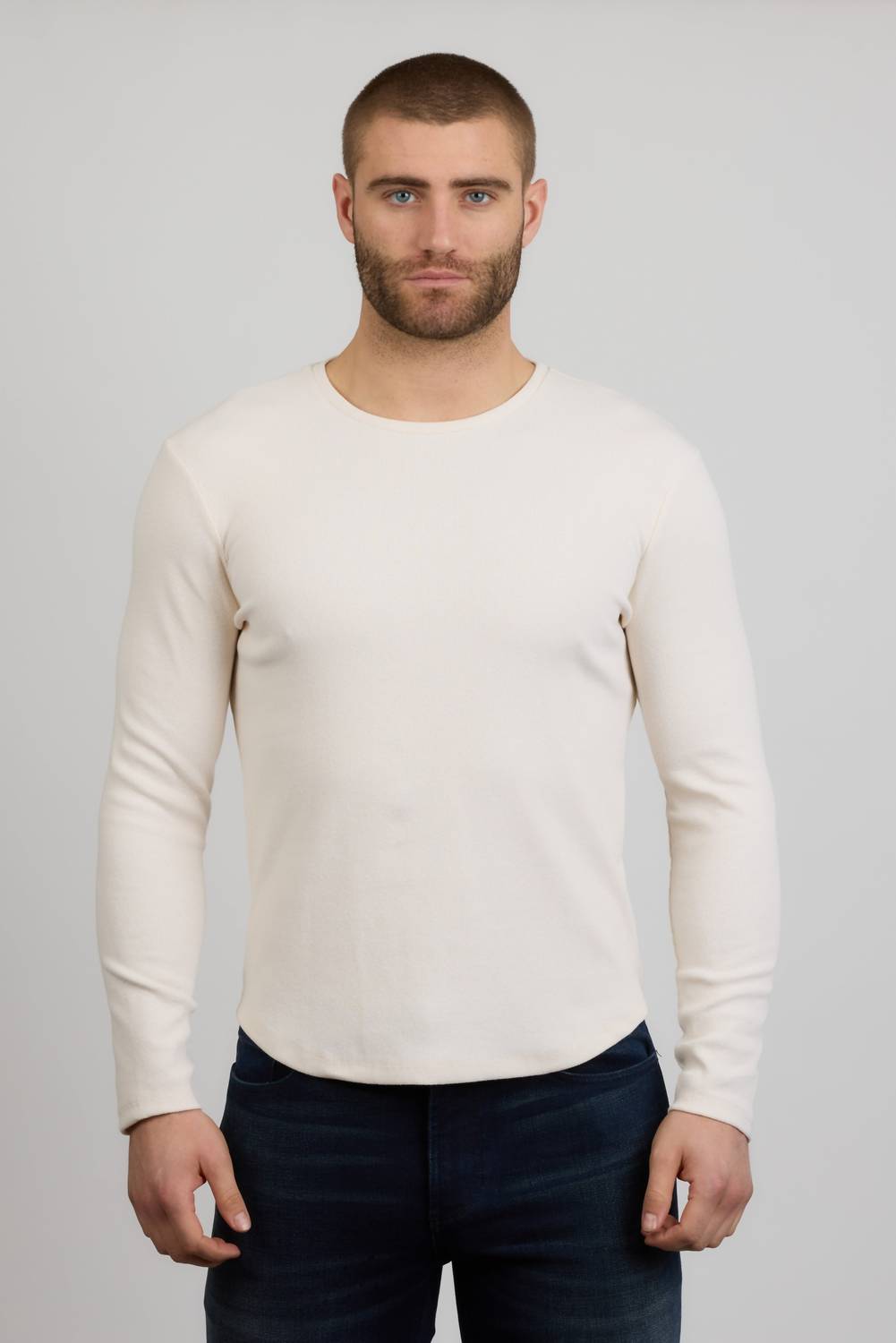 Dann Ribbed Long Sleeve Shirt In Vintage Blanc