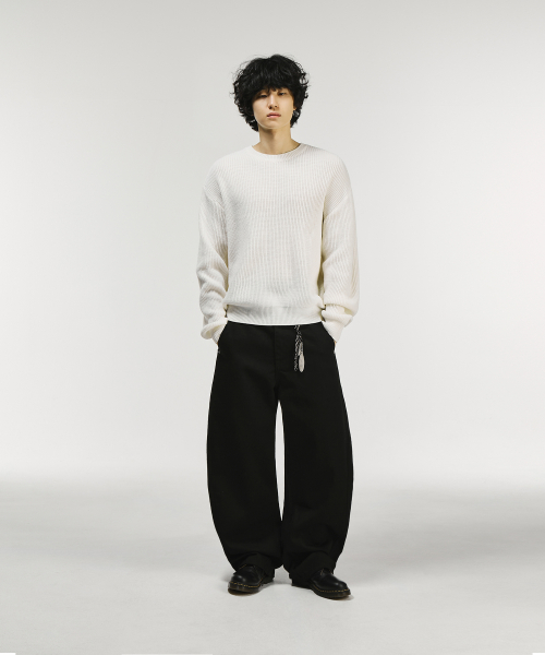 Curved Side Panel Cotton Pants