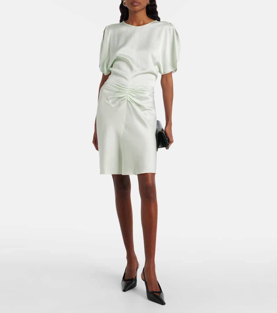 Gathered satin minidress