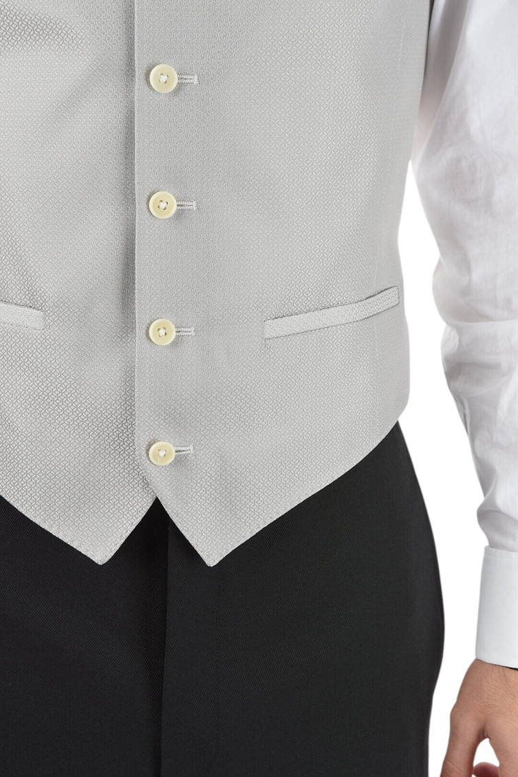 Silver V Neck Waistcoat