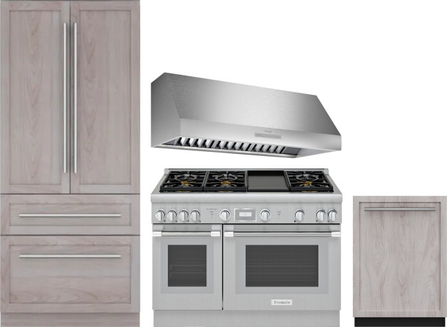 Thermador 4 Piece Kitchen Appliances Package with French Door Refrigerator, Dual Fuel Range and Dishwasher in Panel Ready THRERARHDW