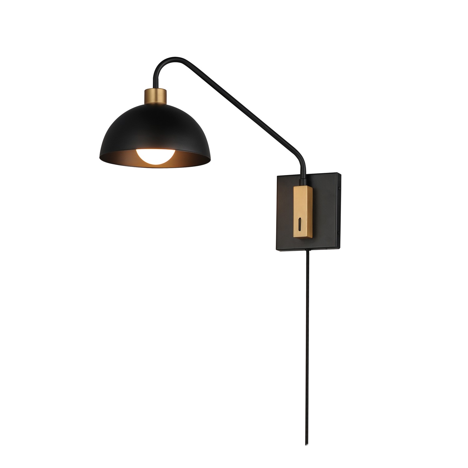 Thelonious 1-Light Wall Sconce in Black with Natural Aged Bra