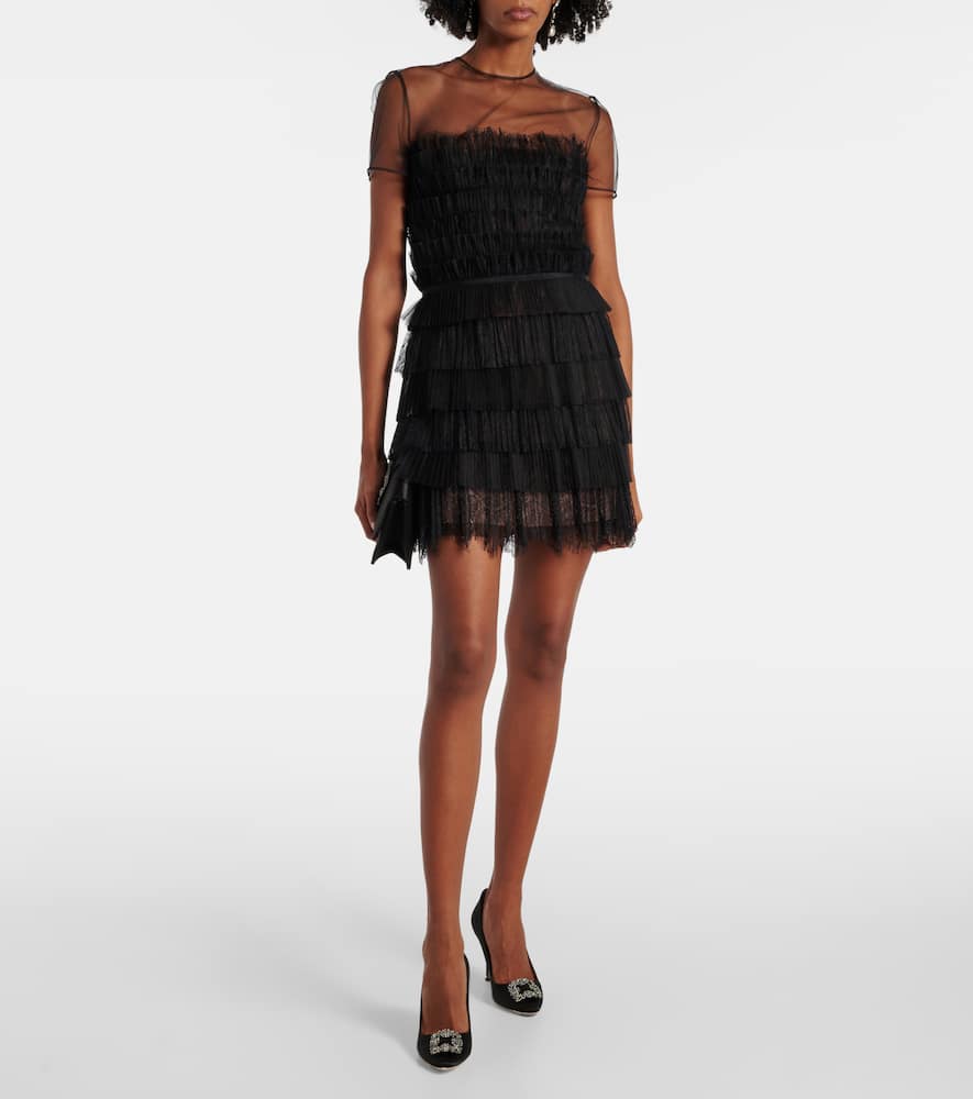 Hayla tulle and chantilly lace minidress