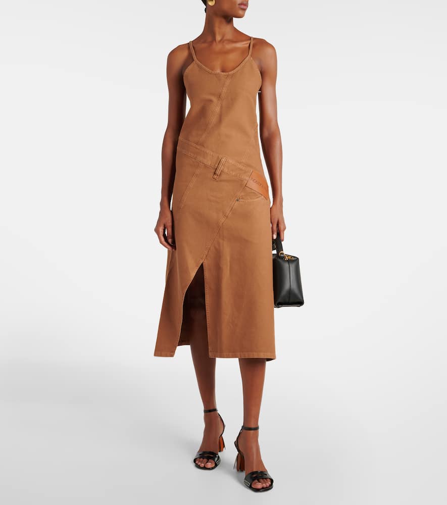 Logo asymmetric cotton midi dress