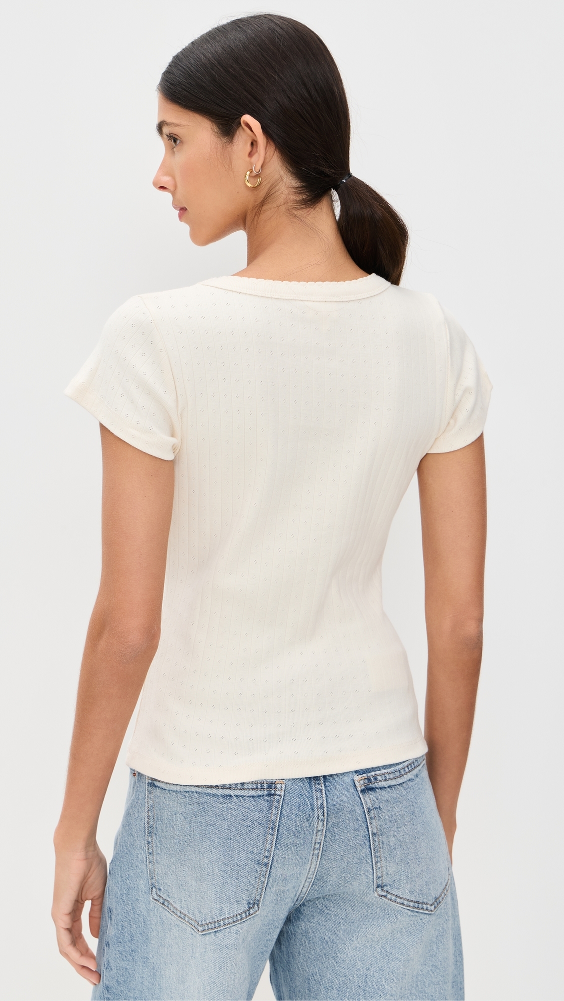 Marea Pointelle Crewneck Tee Ivory