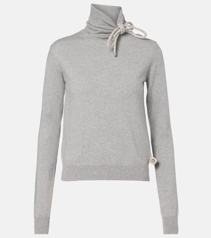 Embellished cotton and cashmere turtleneck sweater