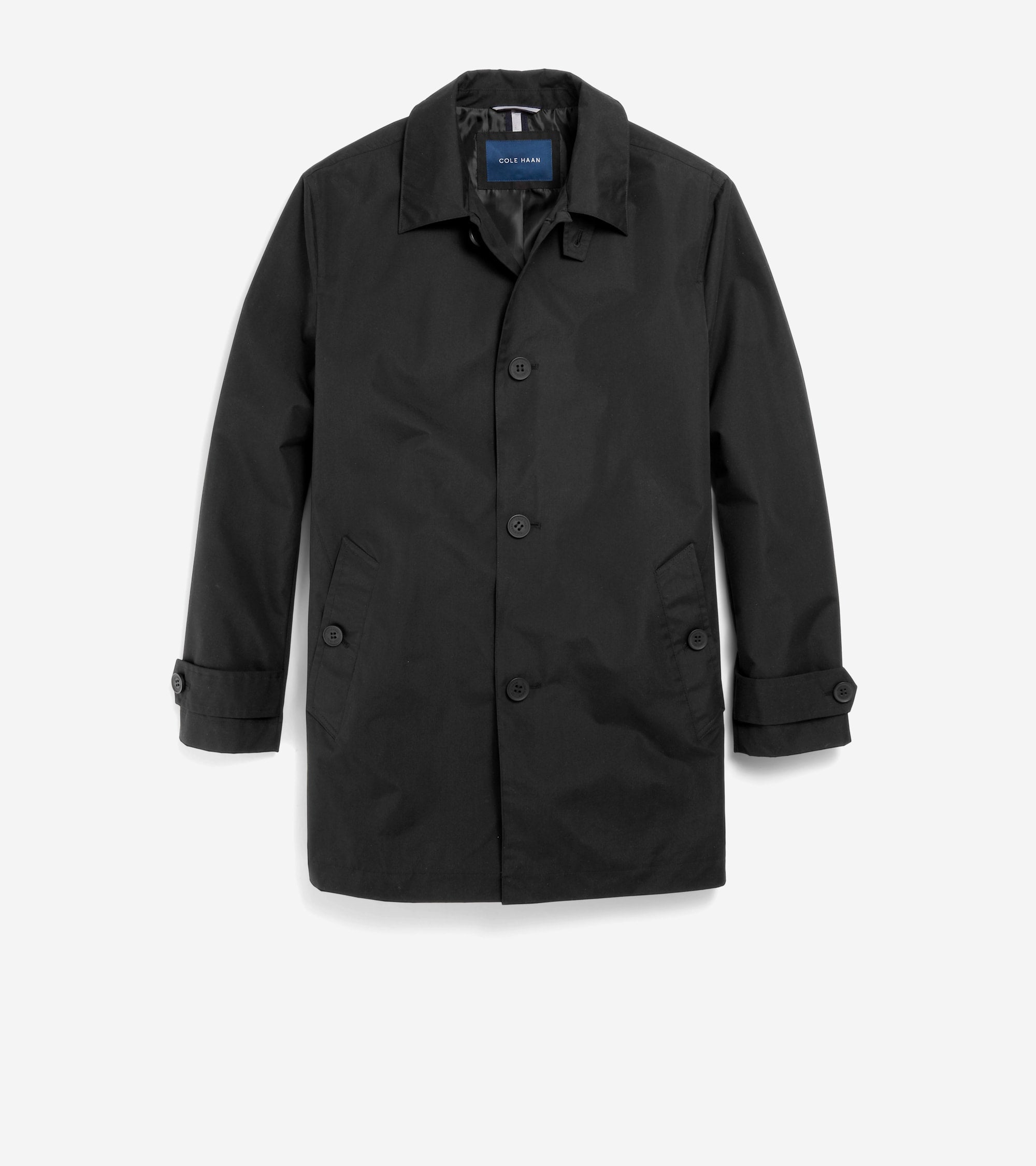 Men's Stand Collar Rain Jacket - Black