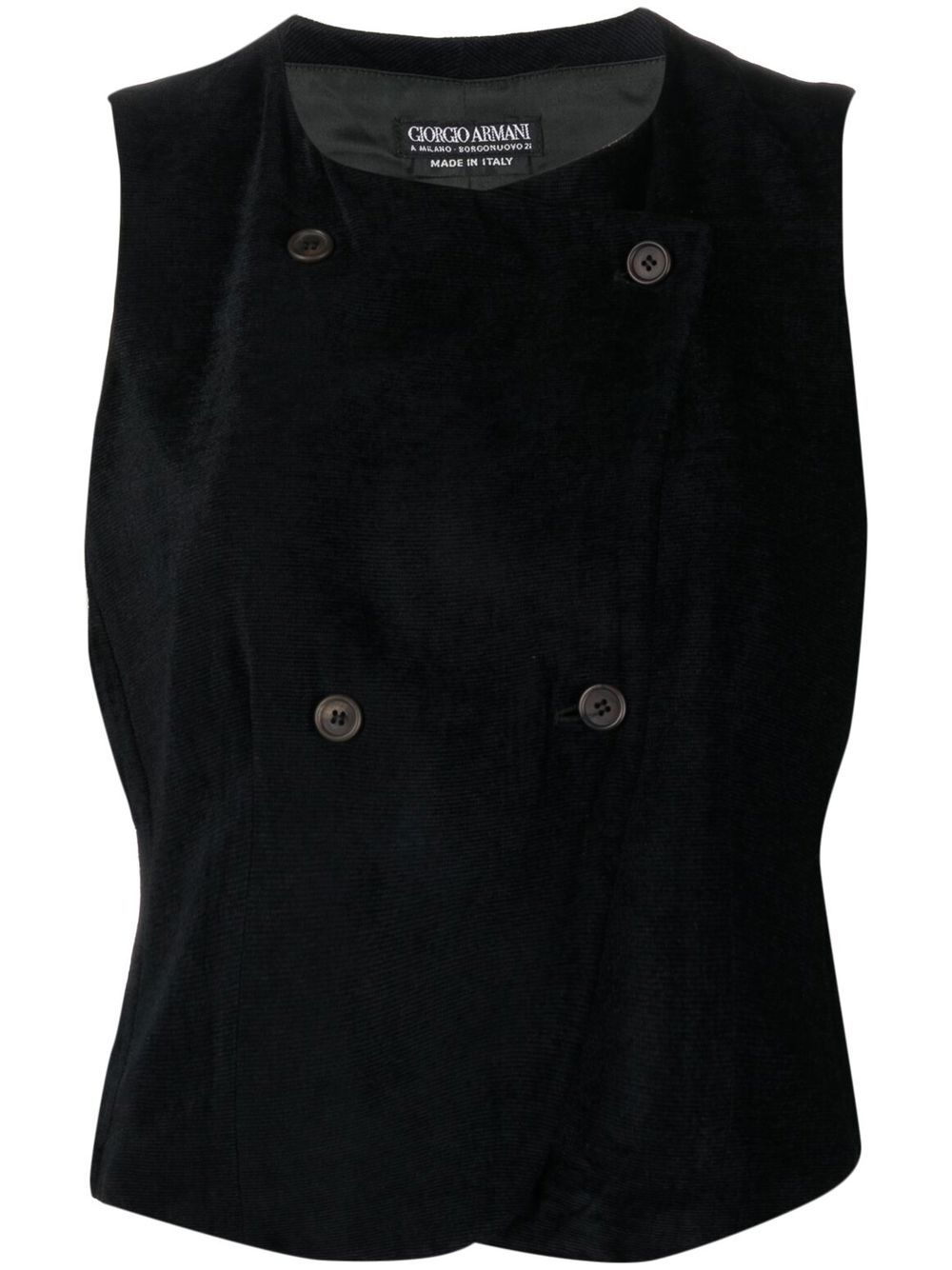 1990s corduroy double-breasted vest - Black