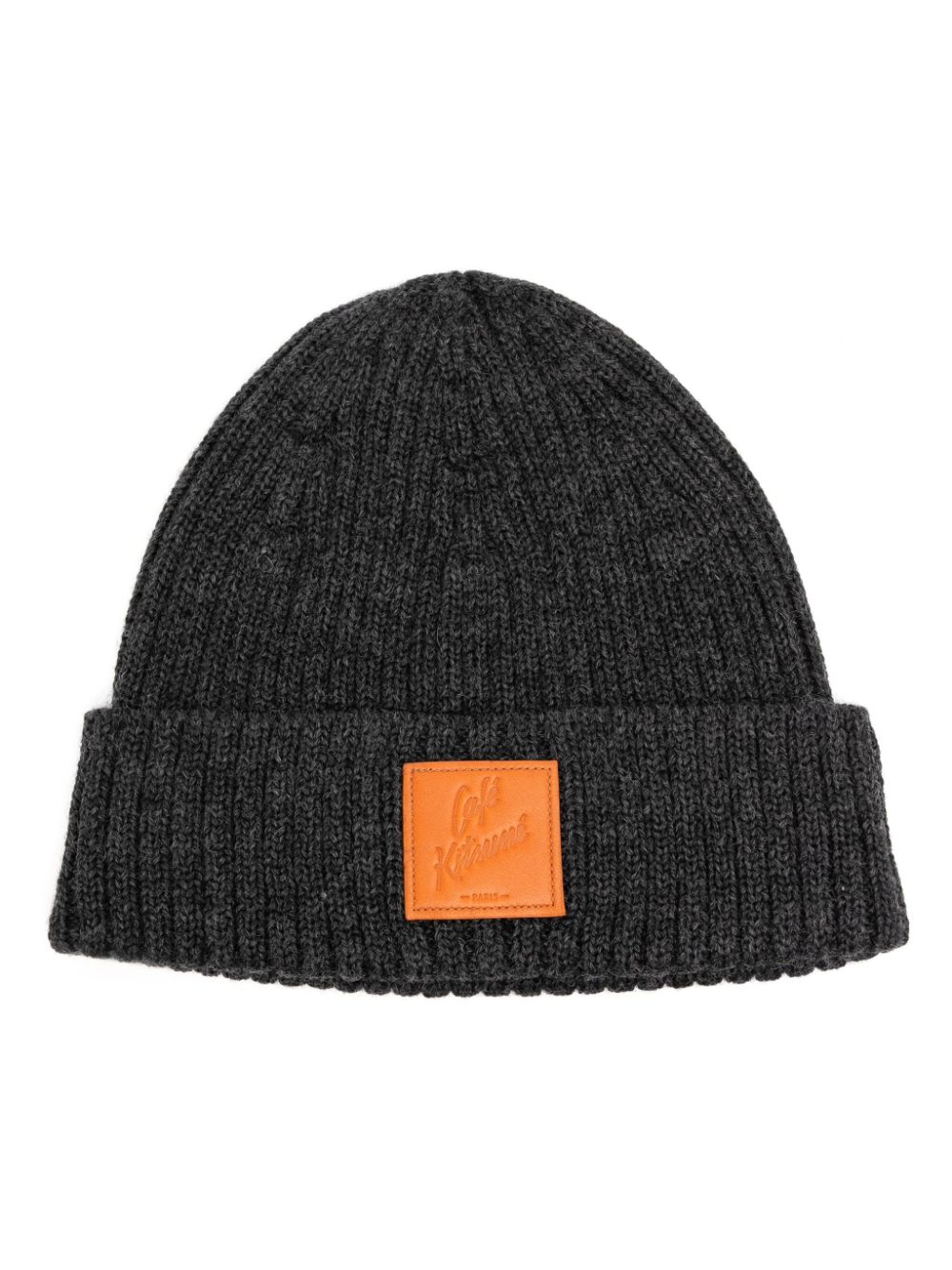 Logo-patch ribbed knit beanie - Grey