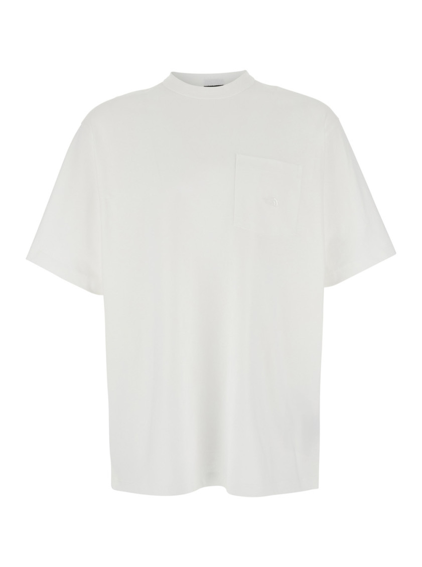 White T-shirt With Tone-on-tone Logo Embroidered On The Chest In Cotton Man