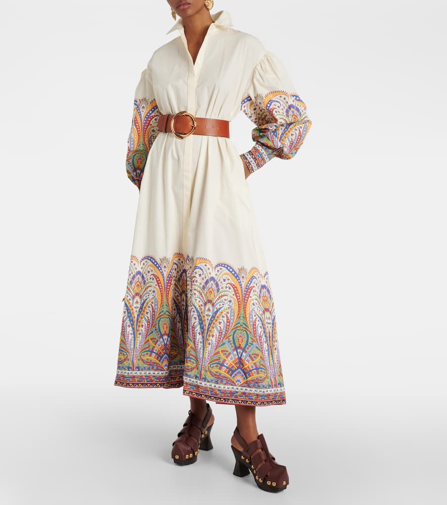 Paisley cotton midi shirt dress