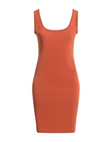 Woman Mini dress Rust Size S Viscose, Polyester, Elastane