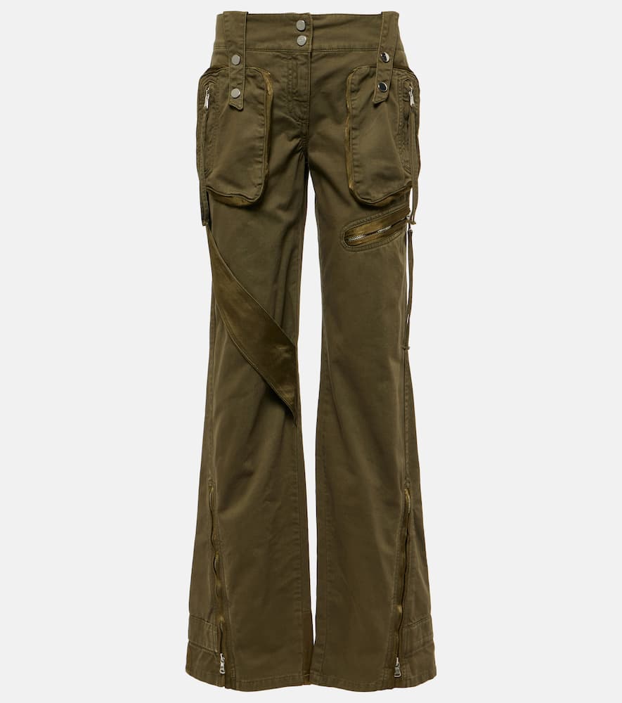 Mid-rise flared cargo jeans
