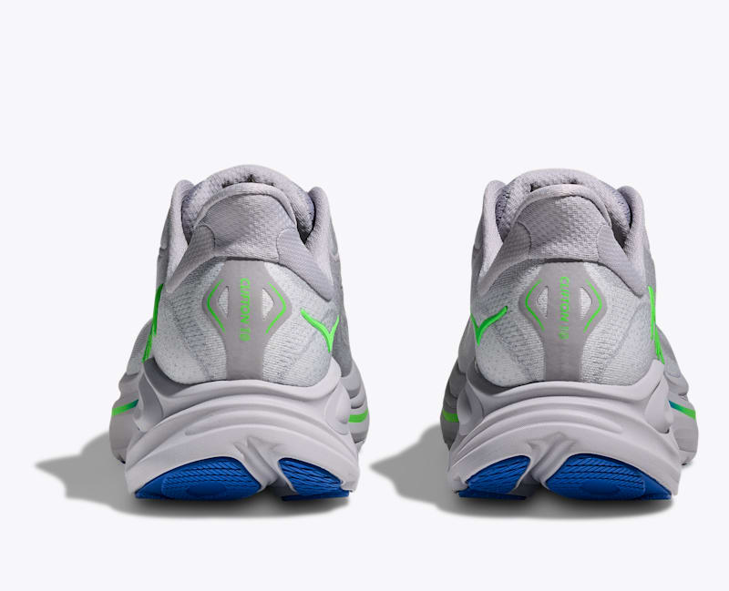 HOKA Men's Clifton 10 Shoes in Ash Grey/Neon Green