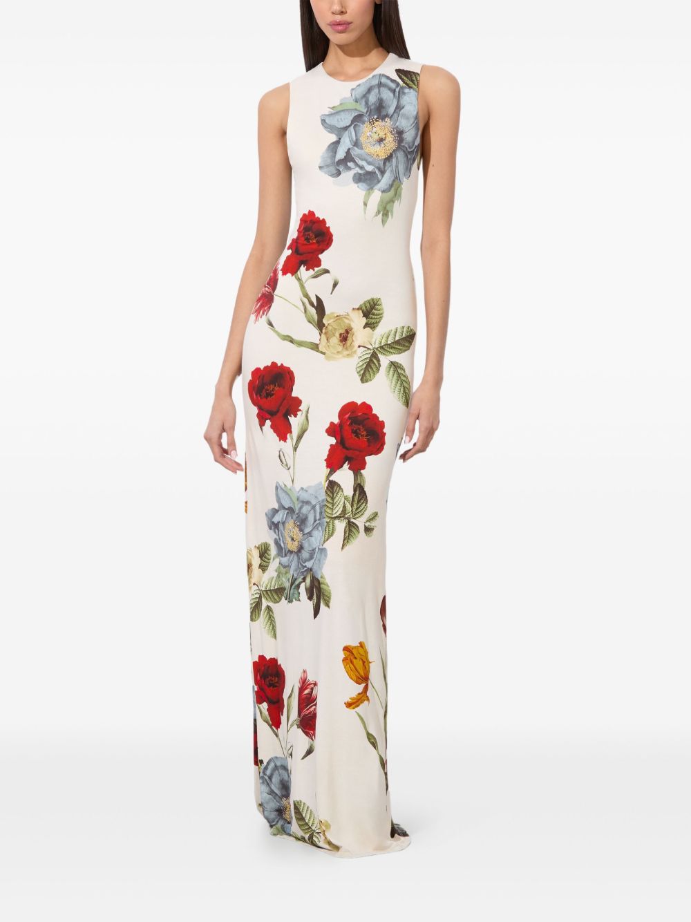 Delora floral-print maxi dress - White