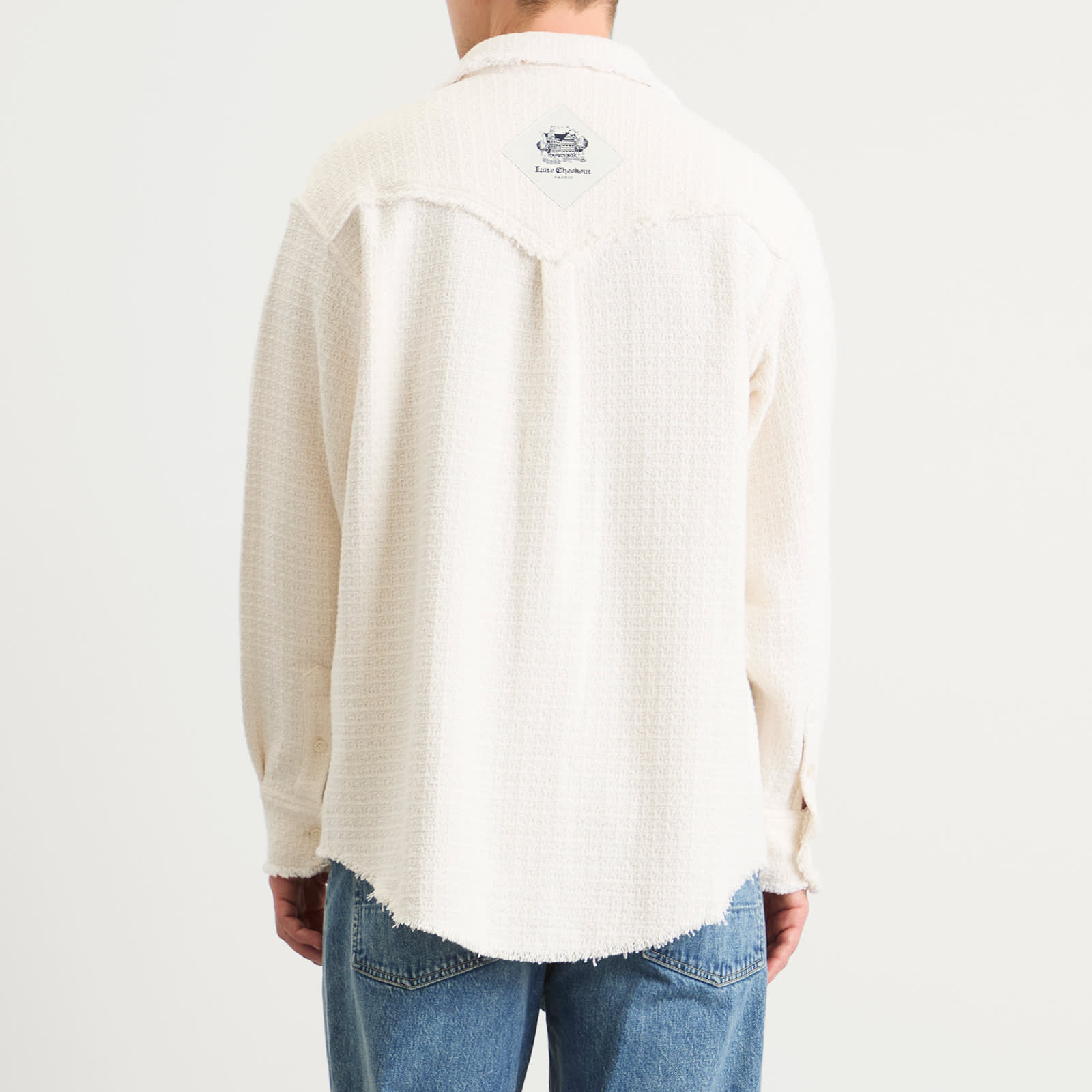 Men's White Raw Edge Western Shirt