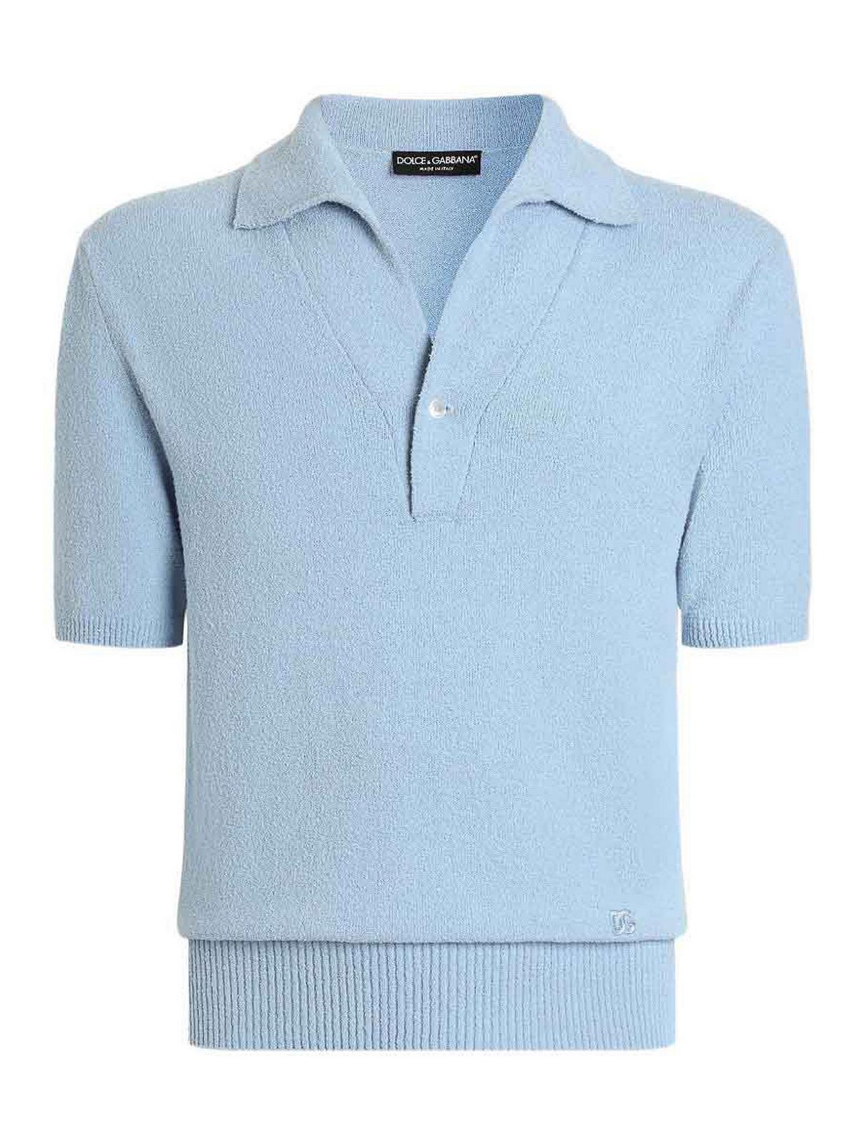 Light Blue Cotton Blend Polo Shirt