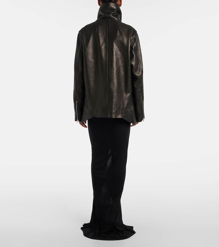 Asymmetric leather jacket