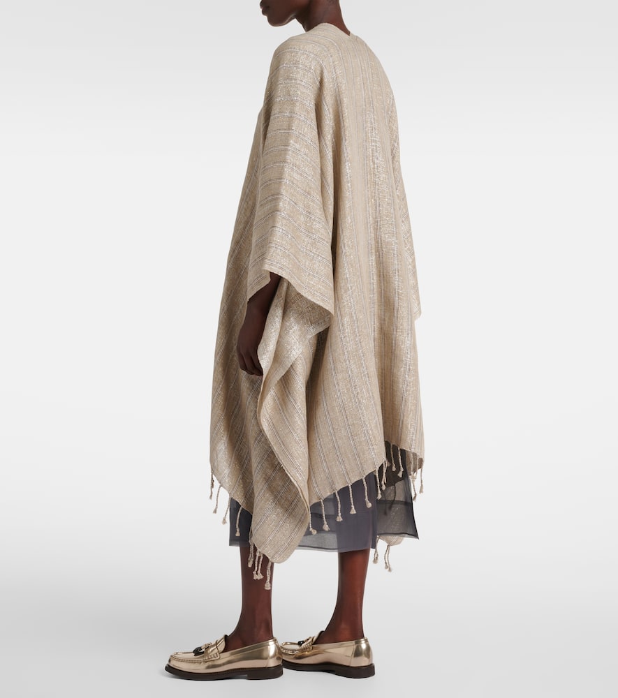Linen-blend poncho