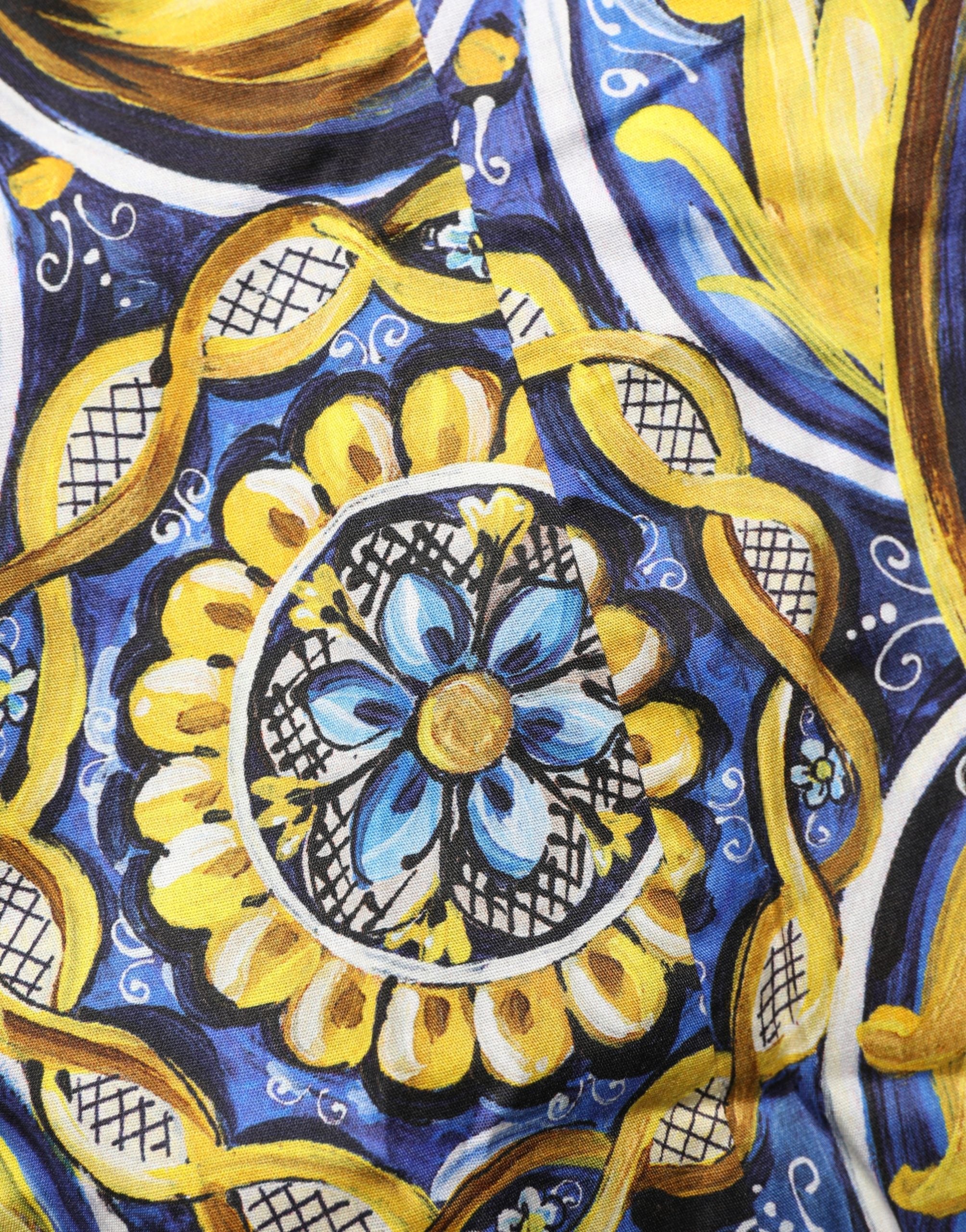 Majolica Print Cotton Blouse — Multicolor