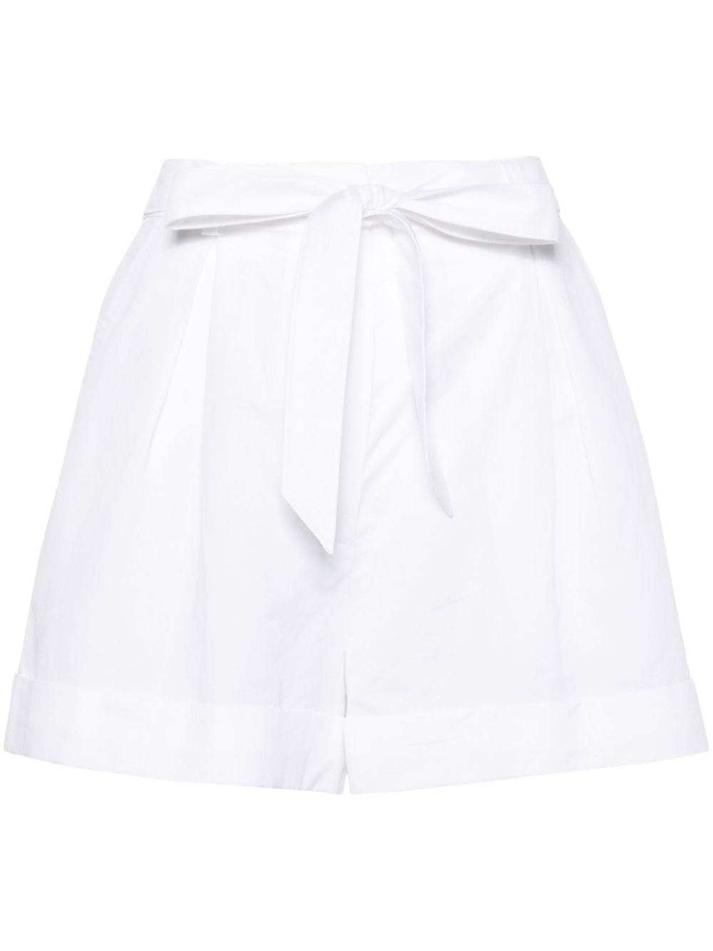 Pleated turn-up shorts - White