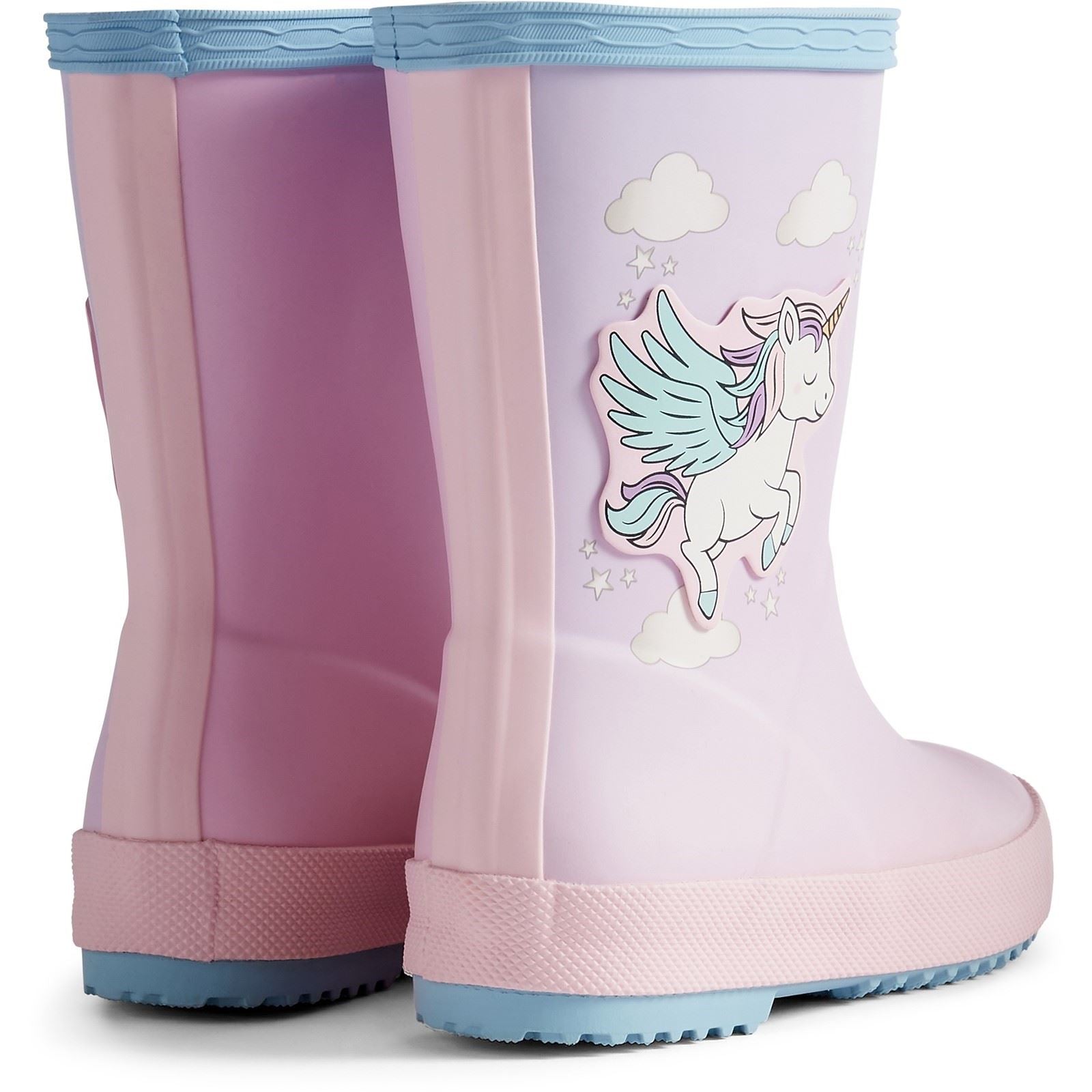 Hunter Kids First Unicorn Print Boot Rubber Girls's Blue Frost/ Parfait Pink Wellington Boot