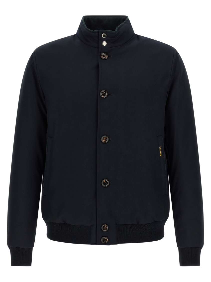 Moorer - janos bomber jacket acqua line high collar