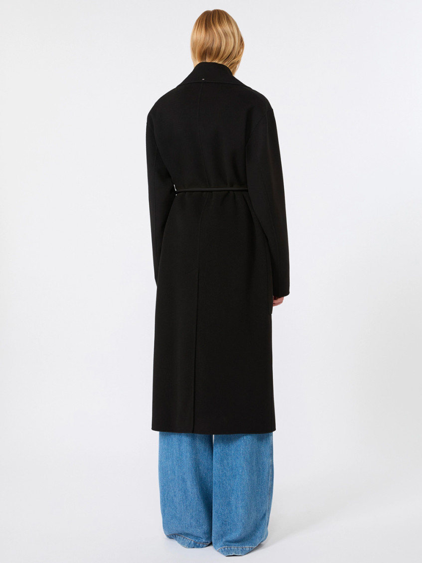 Black Notched Lapel Trench Coat