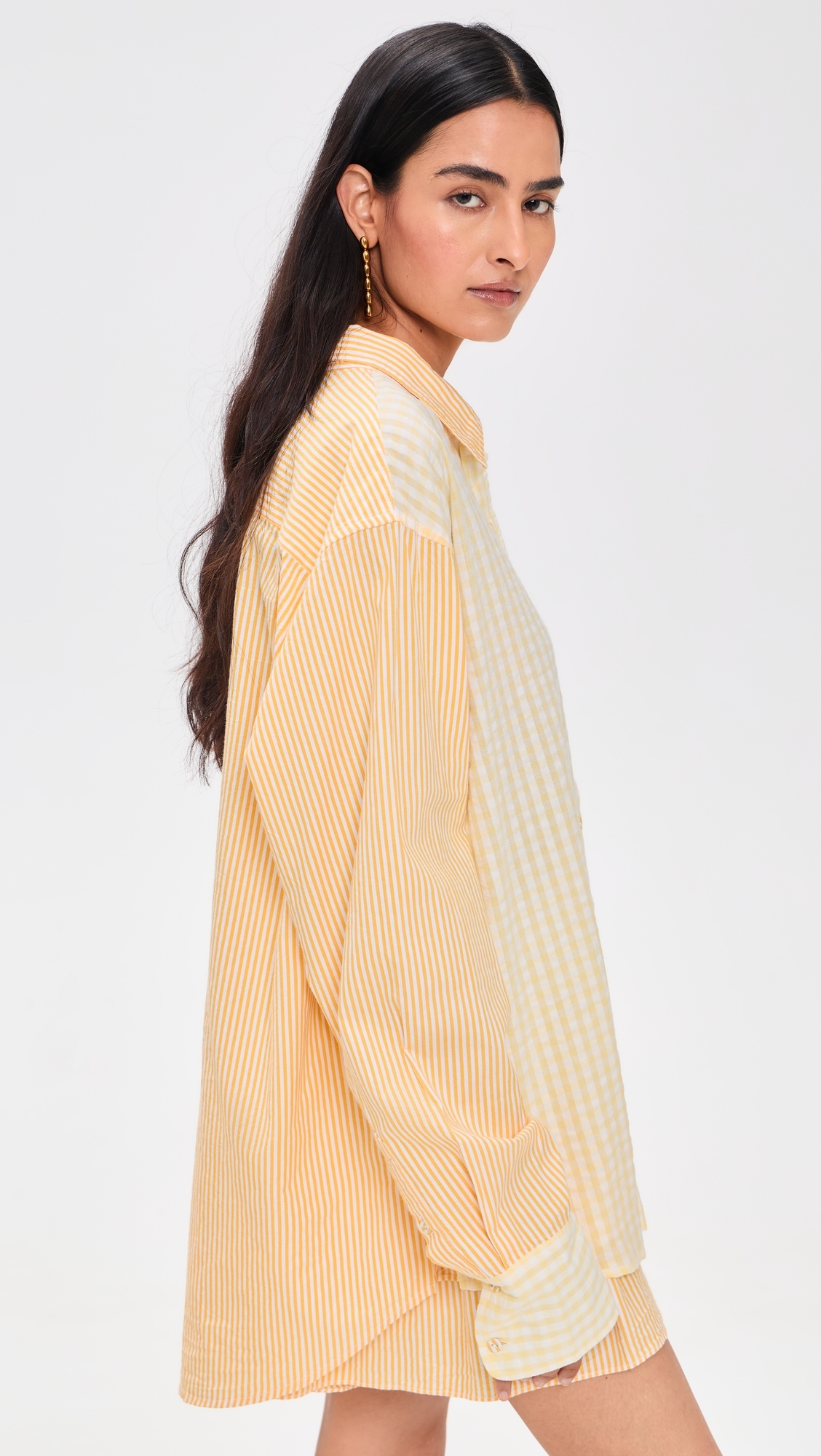 Classic Button Down Shirt Daffodil Combo Stripe One Size