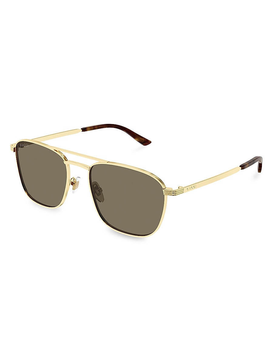 Men's New Light Metal 54MM Square Sunglasses - Gold Green