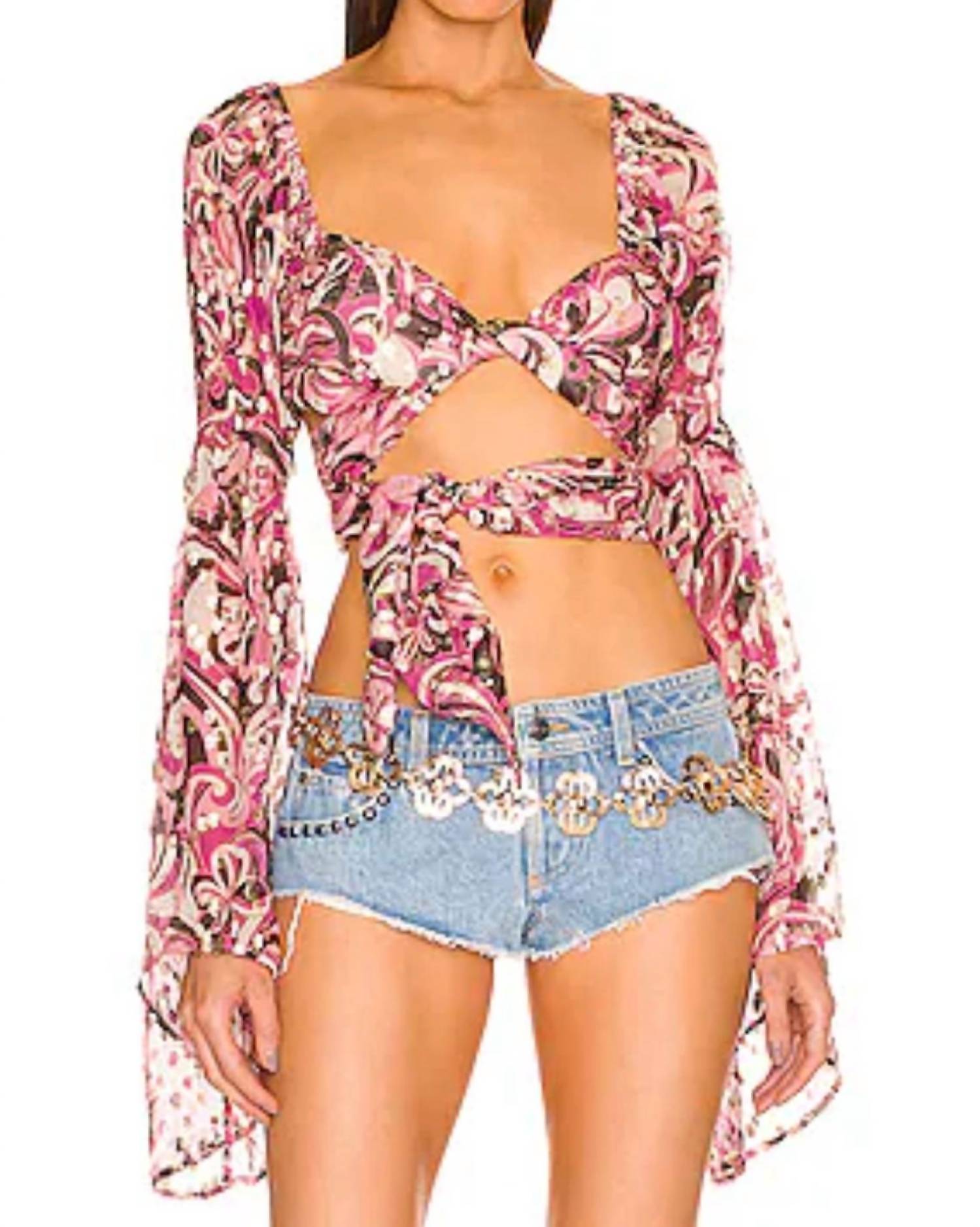 Fleetwood Blouse Silk Top In Multi Color Floral