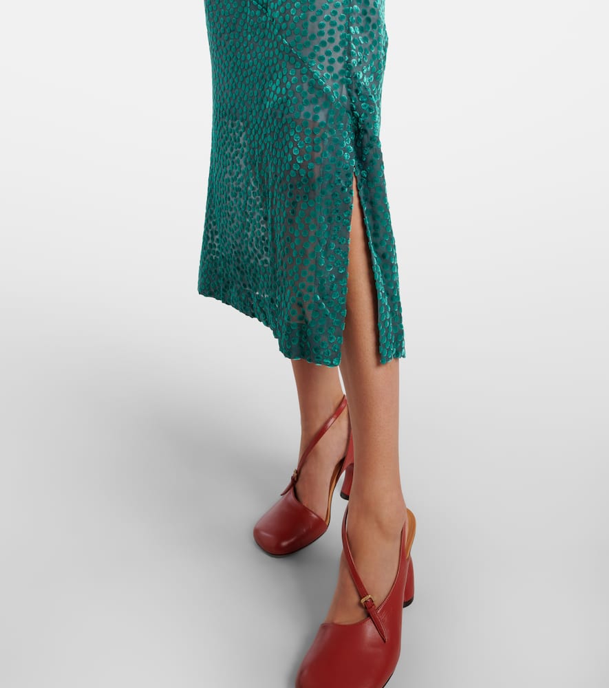 Polka-dot devoré slip dress