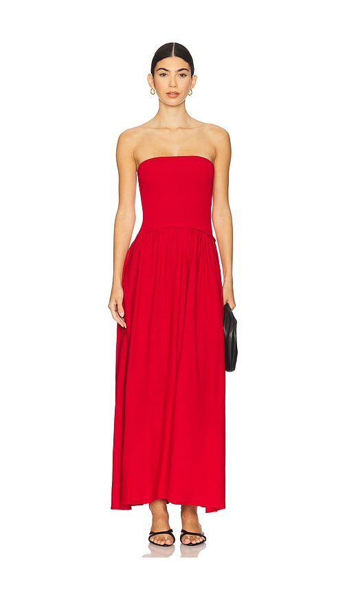 Solid & Striped The Strapless Soglio Dress in Red.  XS. Also in L, M