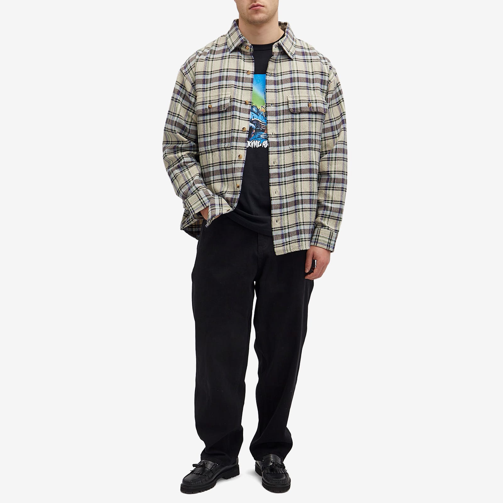 Men's Rusty Plaid Flannel Shirt in Grey