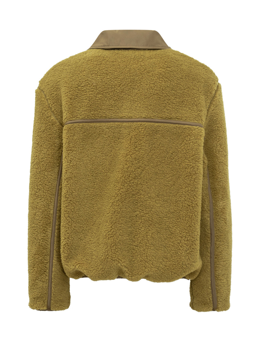 Green Textured Shirt Collar Jacket