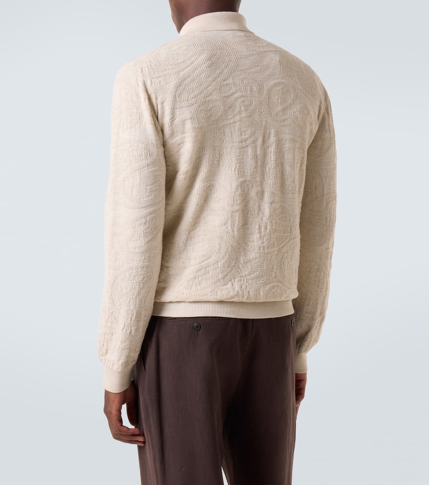 Jacquard wool-blend polo sweater