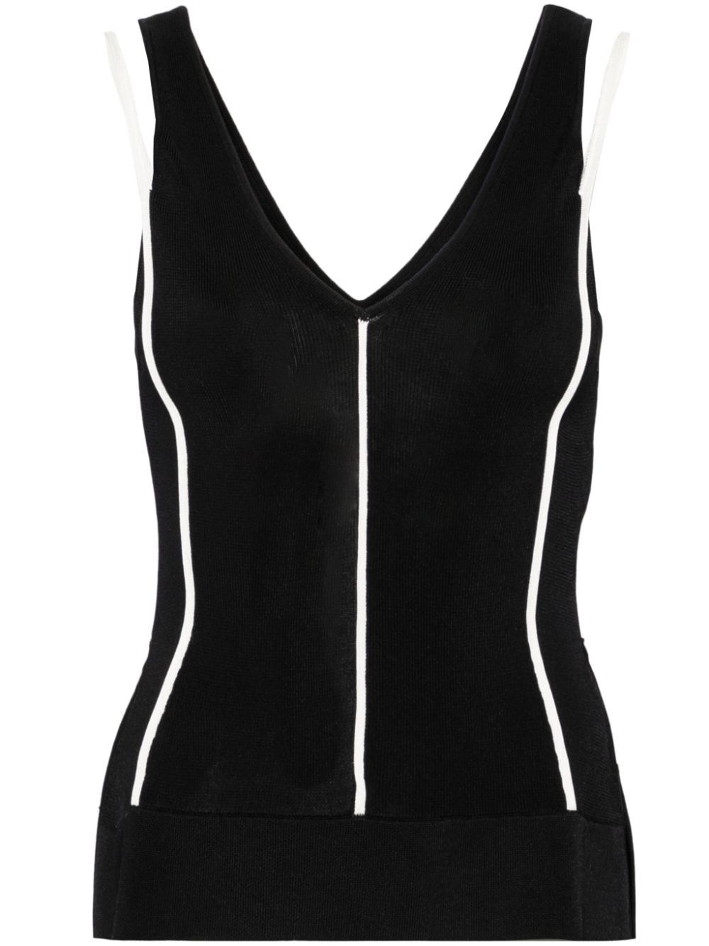V-neck striped tank top - Black