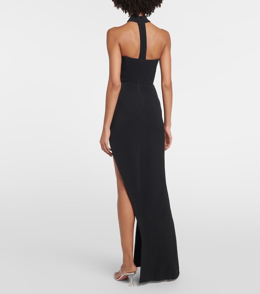 Crystal-embellished asymmetric gown