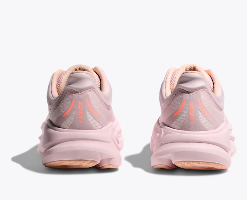HOKA Women's Bondi 9 Shoes in Lilac Cream/Tangerine Glow