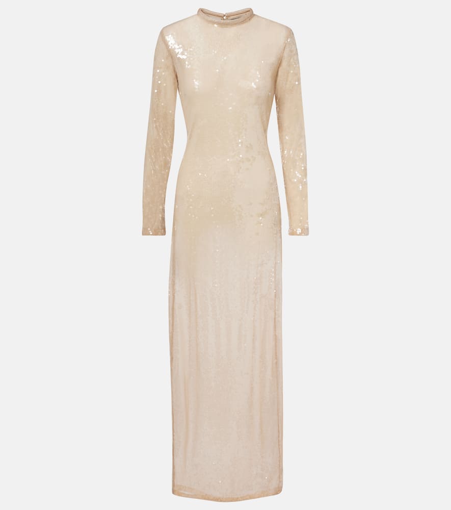 Sequined sheer maxi dress
