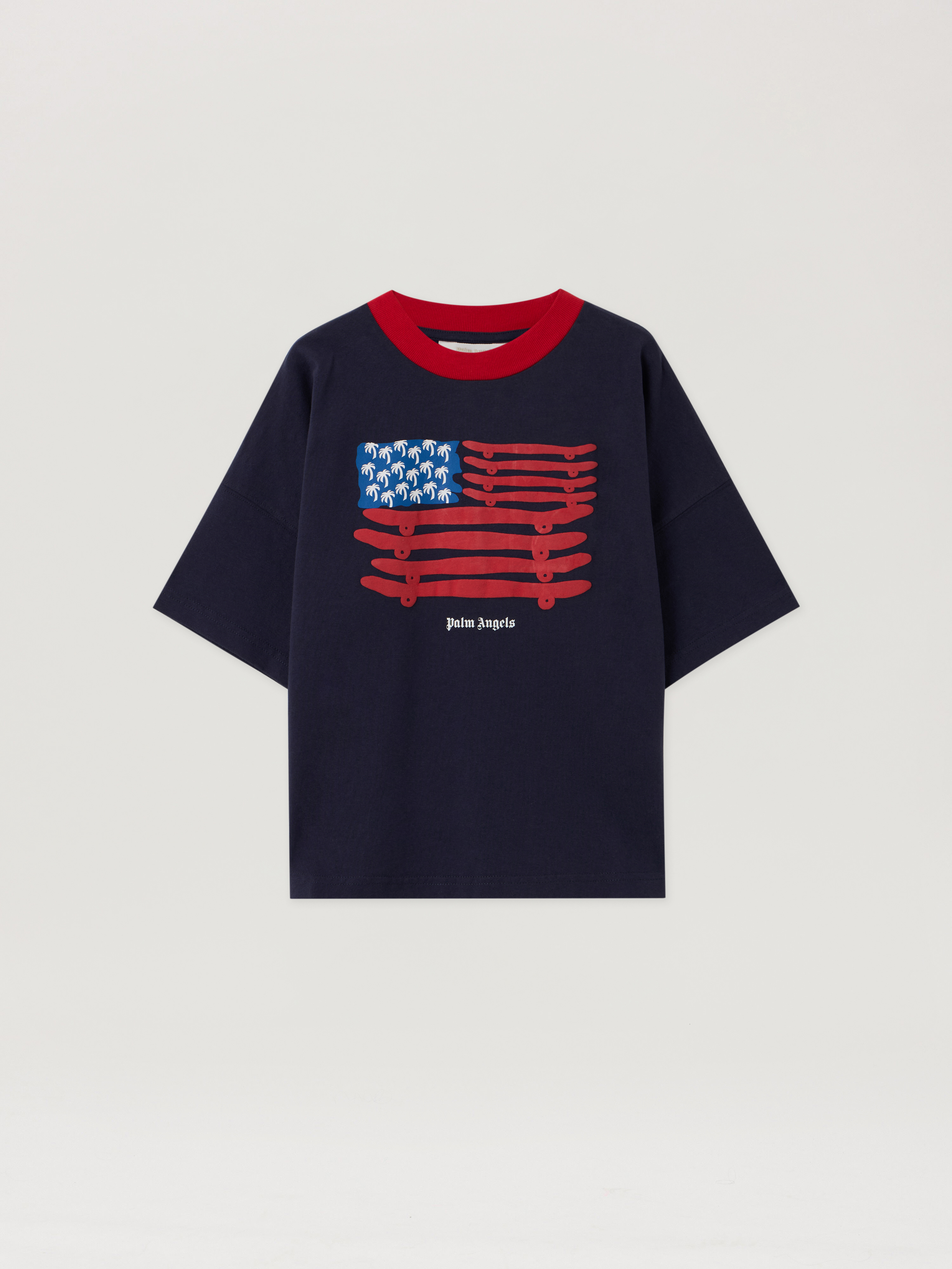 Palms Flag Over Tshirt S/s Kids  Navy Blue