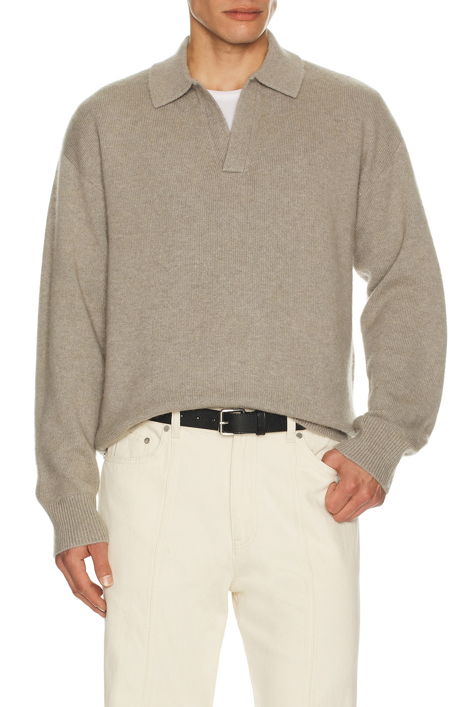 Helmut Lang Brushed Polo en Grey. L. Also en M, XL/1X, XXL/2X