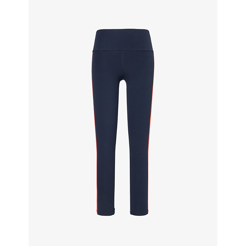 Womens Indigo/melon Ella High-rise Side-stripe Stretch-woven Leggings